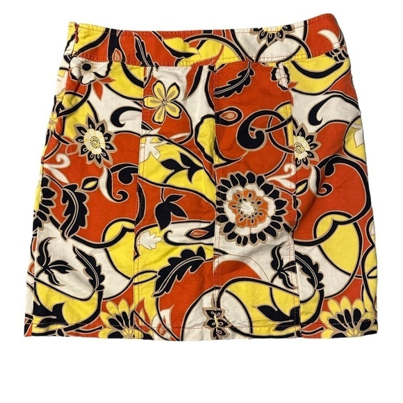 *CLEARANCE* Ann Taylor retro print yellow red linen blend pencil skirt size 8 - Picture 2 of 9